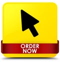 Order now yellow square button red ribbon in middle Royalty Free Stock Photo