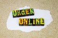 Order online internet purchase home delivery service letterpress