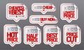 Order online vector stickers set - hot and half price, best price, buy now Royalty Free Stock Photo
