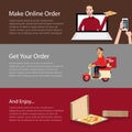 Order pizza online food delivery mobile laptop