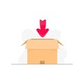 Order processing with bright red arrow and box