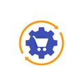 Order processing, e-commerce icon, flat vector