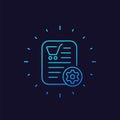 Order processing icon, e-commerce linear vector