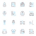 Order Processing linear icons set. Fulfillment, Logistics, Dispatch, Picking, Shipping, Packaging, Inventory line vector