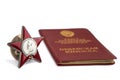 Order of the Red Star and the Order Book on a white background. Awards of the Soviet Union. Isolated items Royalty Free Stock Photo