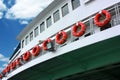 Ordered life rings on ferryboat