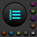 Ordered list dark push buttons with color icons