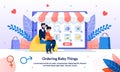 Ordering Baby Things Online Flat Vector Banner