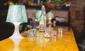 Ordering drinks in bar. Purchase and payment. Cash money concept. Leave tips for bartender. Tip given to waiter Royalty Free Stock Photo