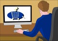 Ordering online shopping cart man