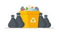 Ordering services for trash removal. House cleaning, throwing away old things and toys. Royalty Free Stock Photo