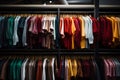 An orderly arrangement of hangers showcases clothing in tidy rows