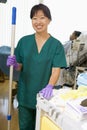 An Orderly Cleaning A Hospital Ward Royalty Free Stock Photo