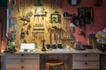 Tidy woodworking workshop with tools displayed in knolling style for easy access. Neat arrangement Royalty Free Stock Photo