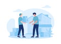 Orders are delivered to the house, couriers deliver orders concept flat illustration