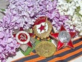 Orders of the `Red Star`, `Great patriotic war`, sign of `Guards`, medal `of Victory in the great Patriotic war 1941-1945`