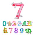 Ordinal numbers for teaching children counting with the ability to calculate amount animals abc alphabet kindergarten Royalty Free Stock Photo