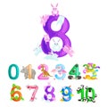 Ordinal numbers for teaching children counting with the ability to calculate amount animals abc alphabet kindergarten Royalty Free Stock Photo