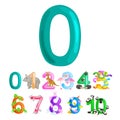 Ordinal numbers 0 for teaching children counting zero birdies Royalty Free Stock Photo