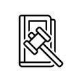 Black line icon for Ordinance, rescript and hammer Royalty Free Stock Photo