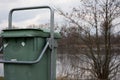 Green Garbage Bin Trash in the Forest Grass Water Nature Object