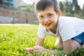 Boy sitting grass Royalty Free Stock Photo