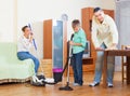 Ordinary family cleaning together