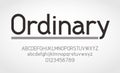 Ordinary font. Uppercase, lowercase letters and numbers in alphabet order