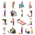 Cat Ordinary Life Isometric Icons