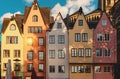 Ordinary multicolored narrow houses in germany