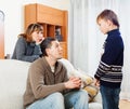 Ordinary parents berating teenager son Royalty Free Stock Photo