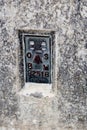 The Ordnance Survey Bench Mark on the side of a British triangulation point, or Trig Point Royalty Free Stock Photo