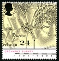 Ordnance Survey Map UK Postage Stamp Royalty Free Stock Photo