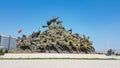 Ordos - - 07132017Inner Mongolia/China: A monument depicting Genghis Khan riding a hors for a battle surrounded by other riders