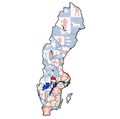 Orebro on map of swedish counties