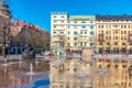 OREBRO, SWEDEN, APRIL 19, 2019: View of jarntorget square in Orebro, Sweden