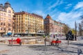 OREBRO, SWEDEN, APRIL 19, 2019: View of jarntorget square in Orebro, Sweden