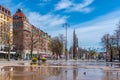 OREBRO, SWEDEN, APRIL 19, 2019: View of jarntorget square in Orebro, Sweden