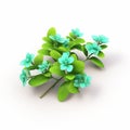 Oregano 3d Icon With Cyan Flower - Cartoon Style