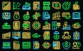 Oregano icons set outline vector. Herb aroma vector neon