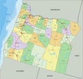 Oregon - detailed editable political map with labeling.