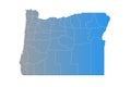 Oregon administrative map. counties map of Oregon, blank Map, empty map of Oregon Royalty Free Stock Photo