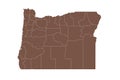 Oregon administrative map. counties map of Oregon, blank Map, empty map of Oregon Royalty Free Stock Photo