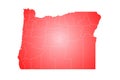 Oregon administrative map. counties map of Oregon, blank Map, empty map of Oregon Royalty Free Stock Photo