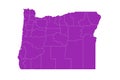 Oregon administrative map. counties map of Oregon, blank Map, empty map of Oregon Royalty Free Stock Photo