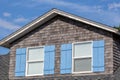 Oregon Coast typical faÃÂ§ades: wooden shingles, weathered, white windows. Pacific coast properties