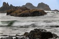 Oregon coastline Pacific Ocean with waves crashing on the rock beach Royalty Free Stock Photo