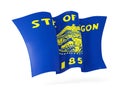 Oregon state flag waving icon close up. United states local flag