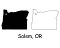 Salem Oregon OR  State Border USA Map Royalty Free Stock Photo