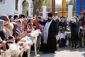 Orel, Russia - April 30, 2016: Paschal blessing of Easter basket